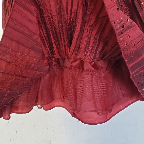 3T red fancy dress sequined crinkle girls dress - Picture 6 of 7